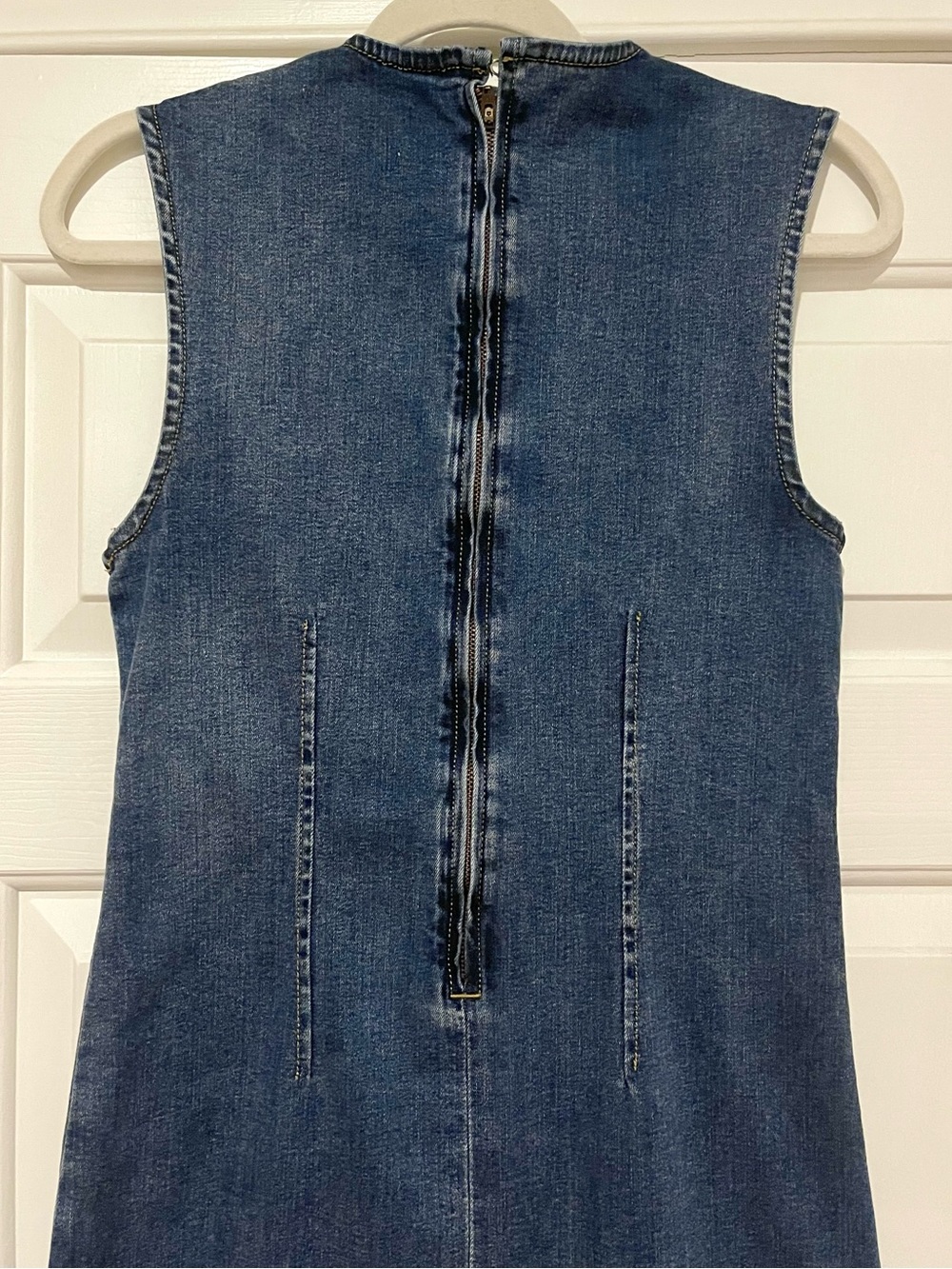 Reformation Kendi Denim Midi Dress Size 4 Sleeveless Column Dress - Picture 9 of 12
